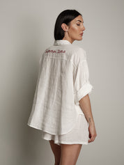 Camicia 100% lino bianco "summer time"