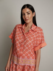 Peach patterned shirt