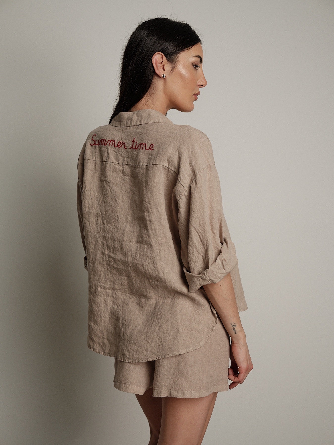 Camicia 100% lino sabbia "summer time"