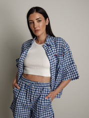Camicia vichy blu elettrico new