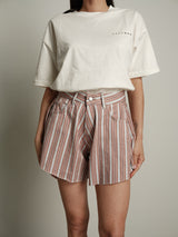 Shorts ivy righe cipria/biscotto