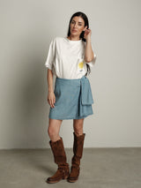 Gonna shorts chambray chiaro