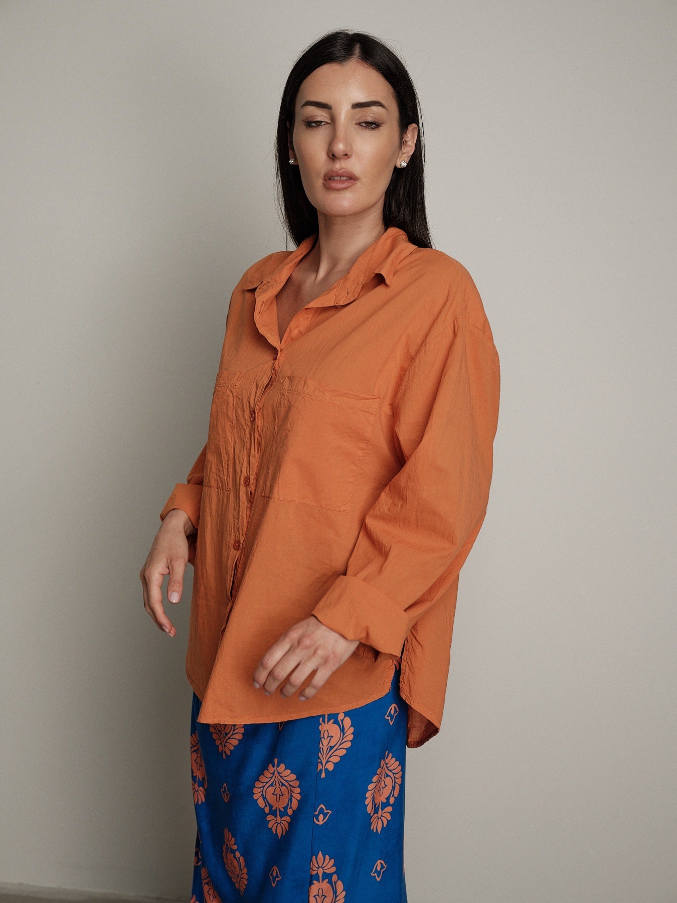 Camicia mussola arancio
