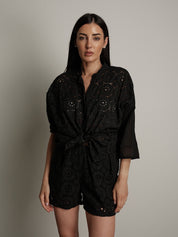 Black lightweight broderie anglaise shirt