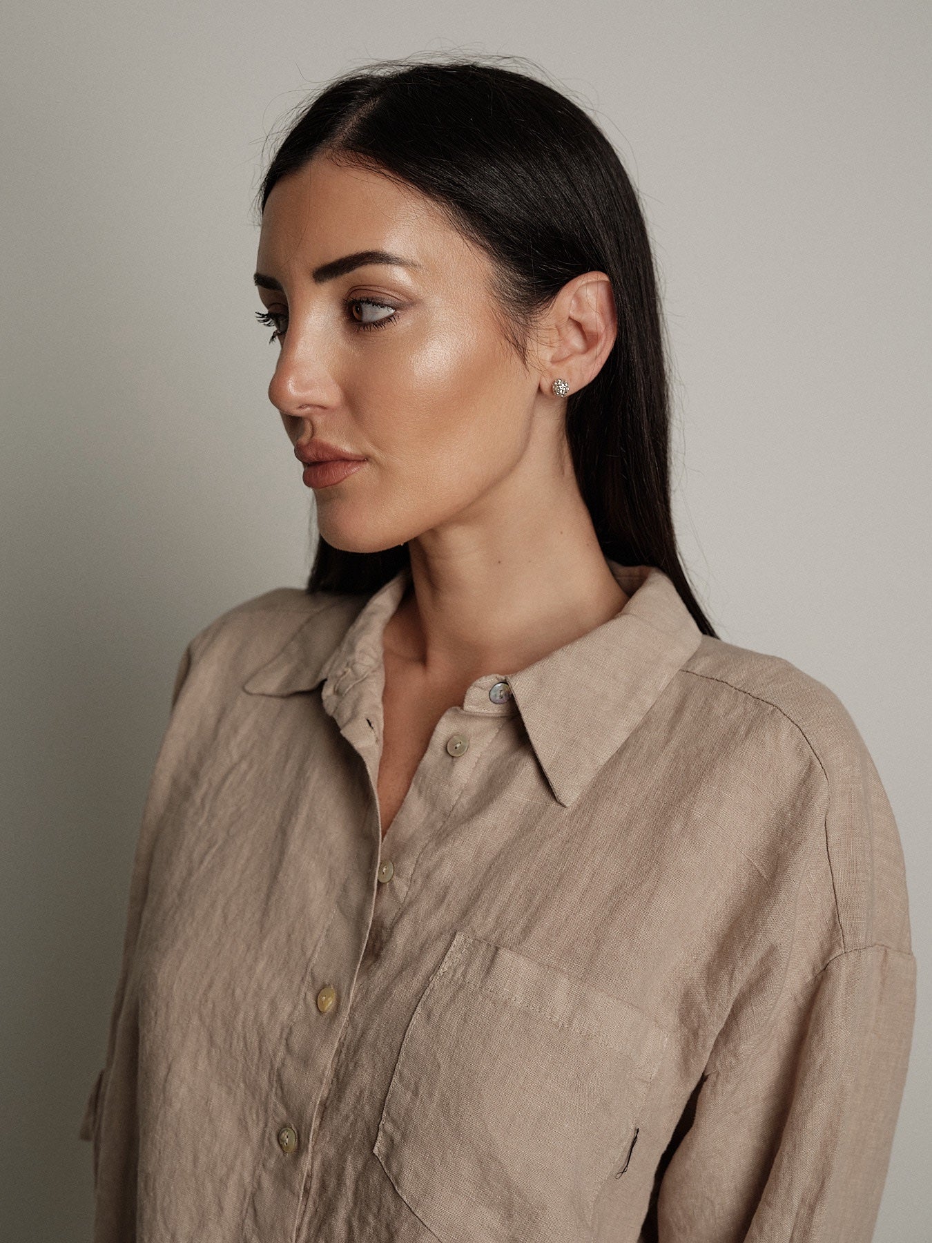 Camicia 100% lino sabbia "summer time"