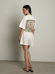 Shorts ampio cintura bianco