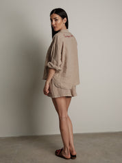 Camicia 100% lino sabbia "summer time"