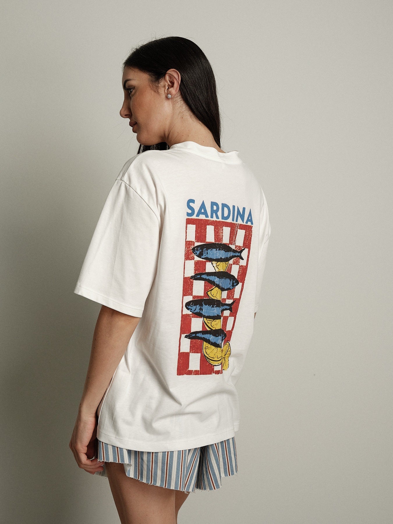 T-shirt stampa retro sardina