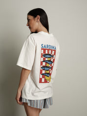 T-shirt stampa retro sardina