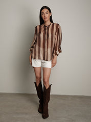 "Viral" shirt dark brown/beige