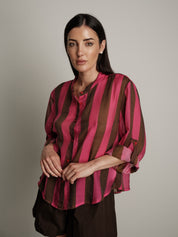 "Viral" fuchsia/dark brown shirt