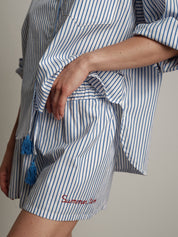 Blue pinstripe "summertime" shorts