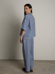 Electric blue vichy trousers new