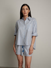 Blue pinstripe "summertime" shorts