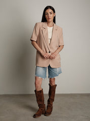 Giacca m/m lino viscosa beige