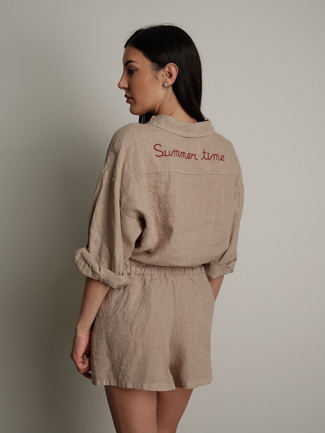 Camicia 100% lino sabbia "summer time"