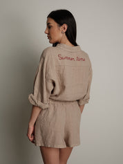 Camicia 100% lino sabbia "summer time"