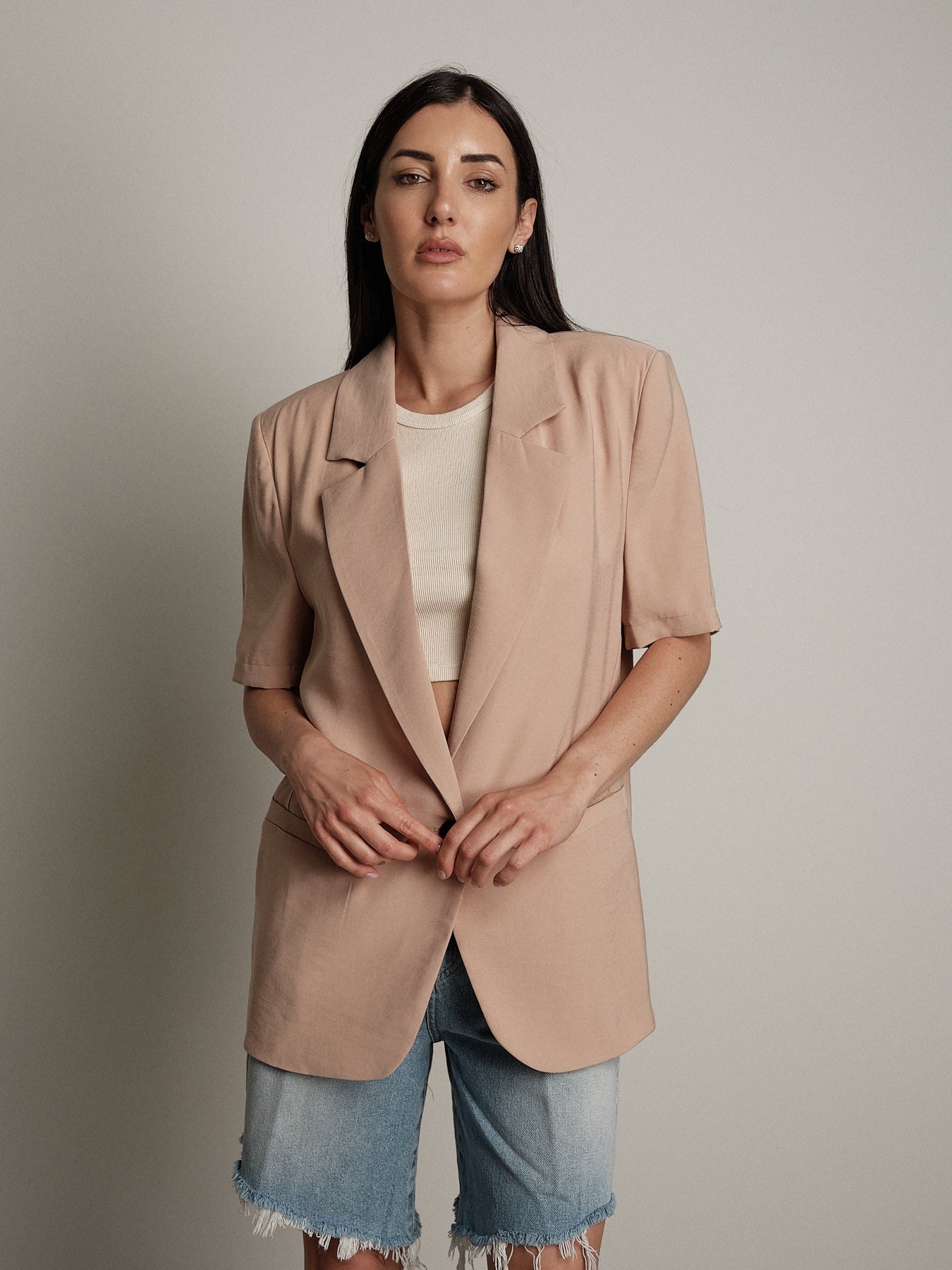 Giacca m/m lino viscosa beige