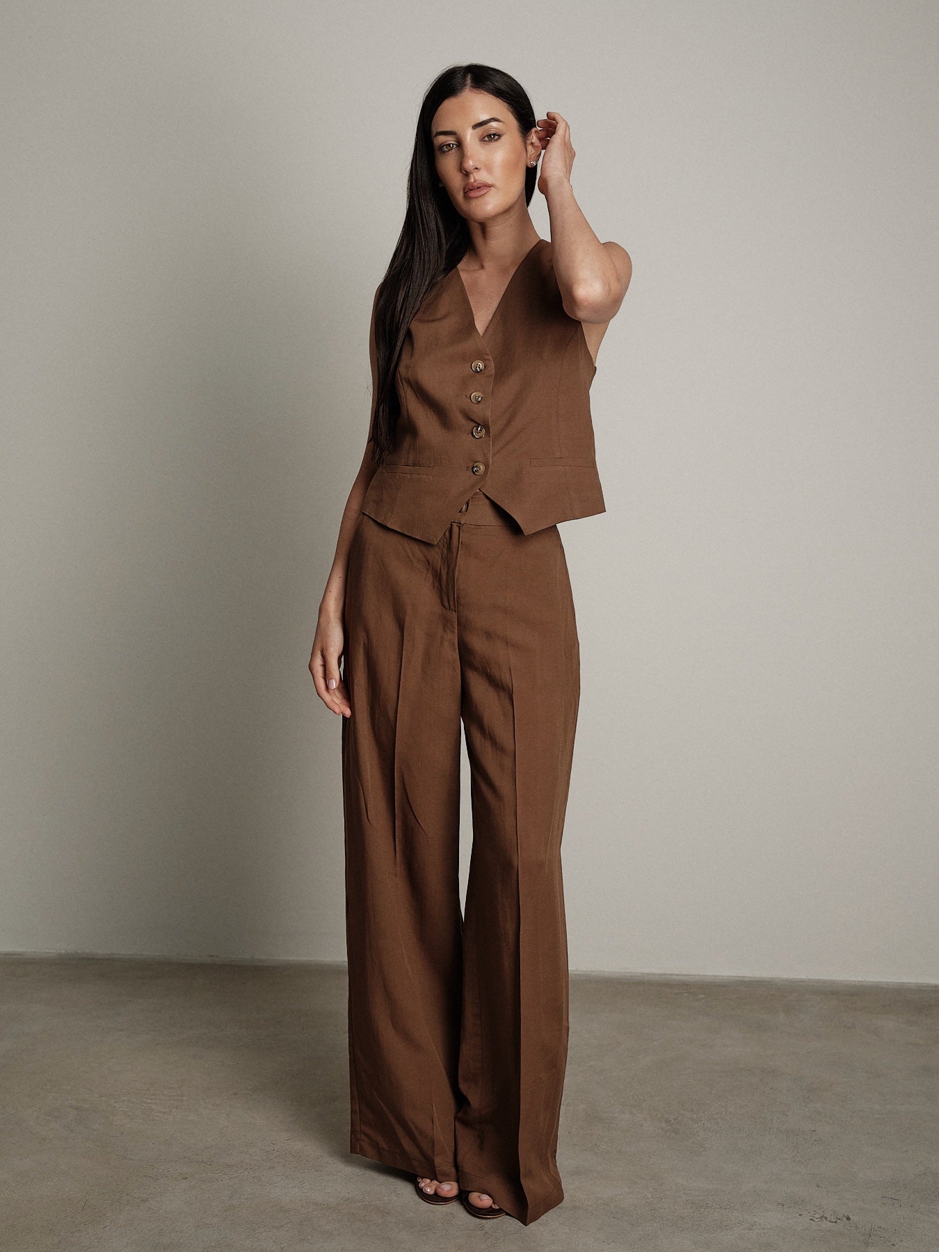 Completo gilet + pantalone Moon tabacco
