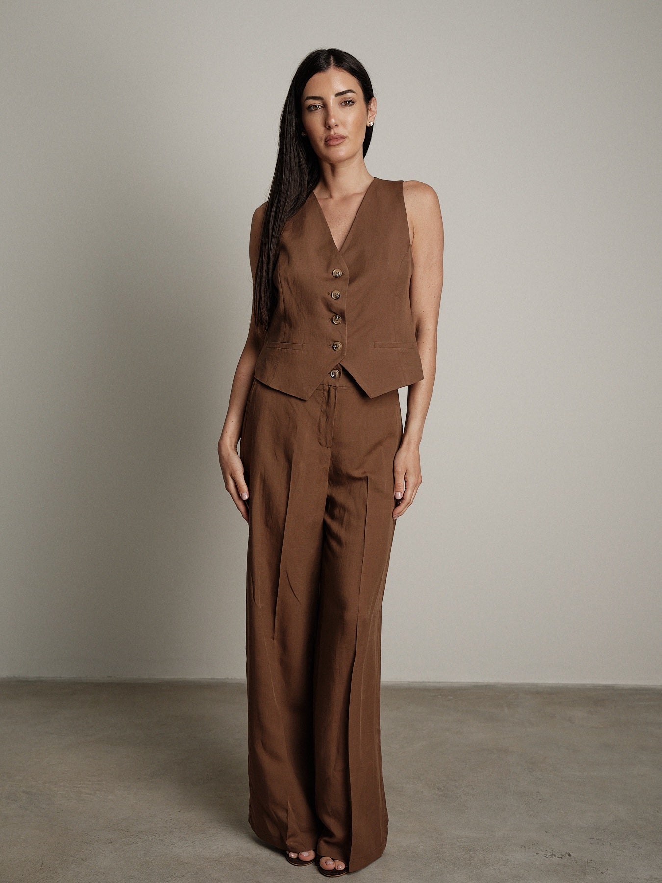 Completo gilet + pantalone Moon tabacco