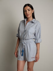 Blue pinstripe "summertime" shorts