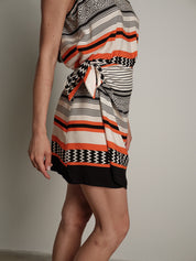 Orange/black sarong skirt