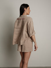 Camicia 100% lino sabbia "summer time"