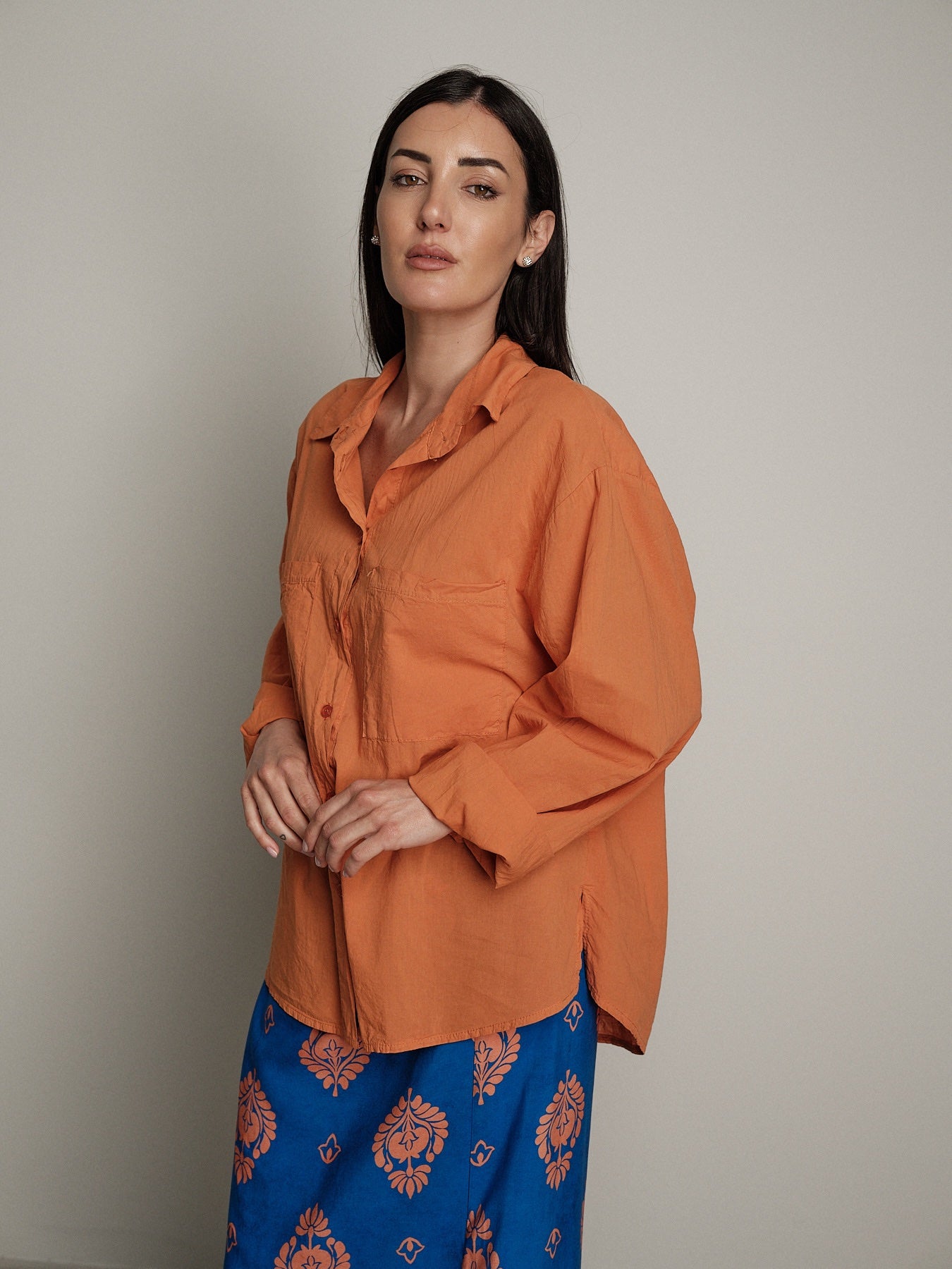 Camicia mussola arancio