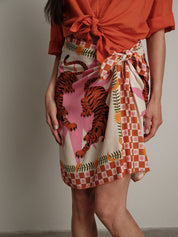 Gonna stampa "virale" panna/arancio