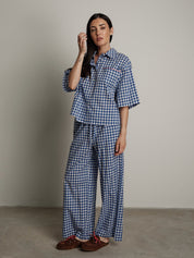 Electric blue vichy trousers new