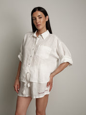 Camicia 100% lino bianco "summer time"