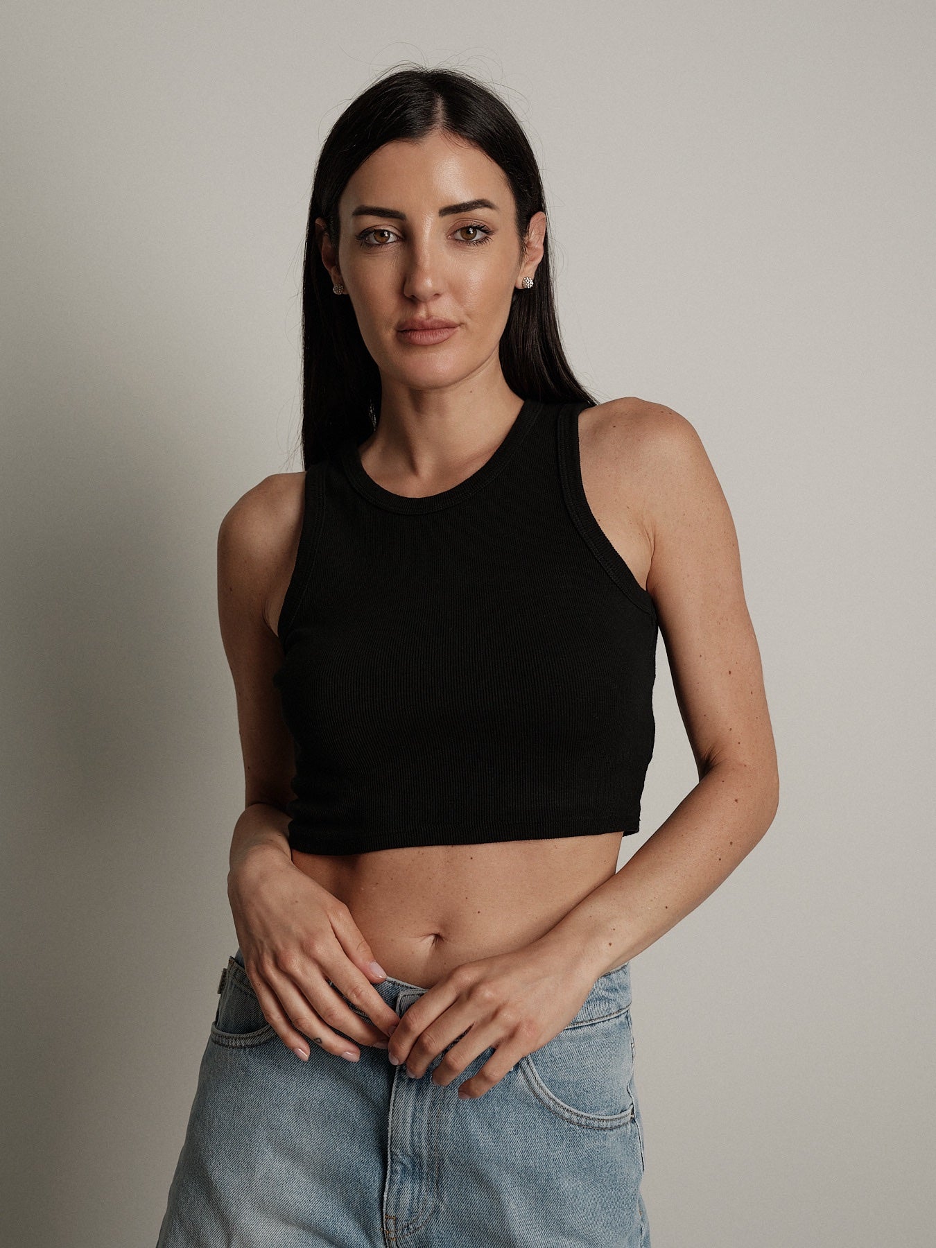 Top scollo americana crop (colori all'interno) PREORDINE NERO E BIANCO 16/06