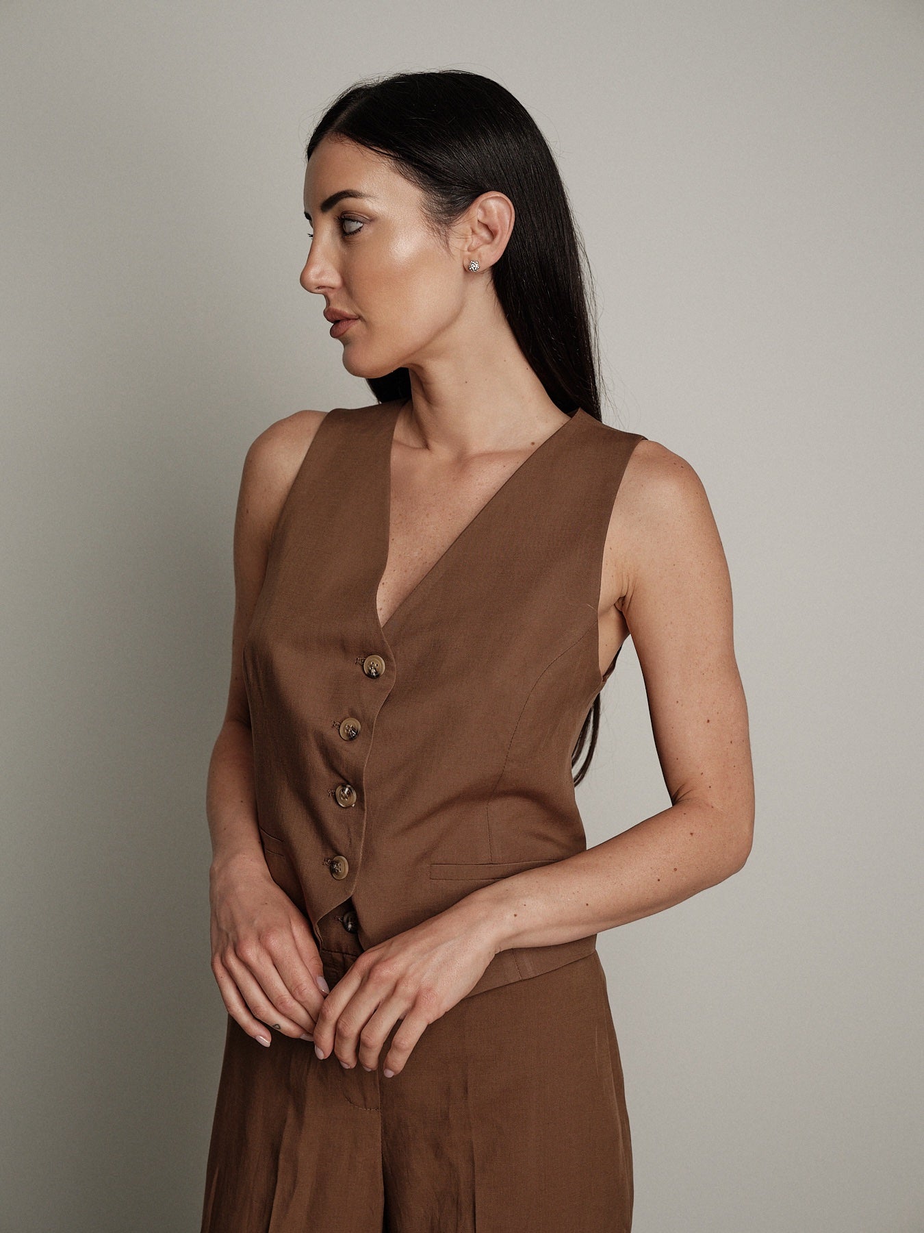 Completo gilet + pantalone Moon tabacco