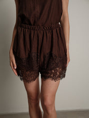 Dark brown lingerie shorts