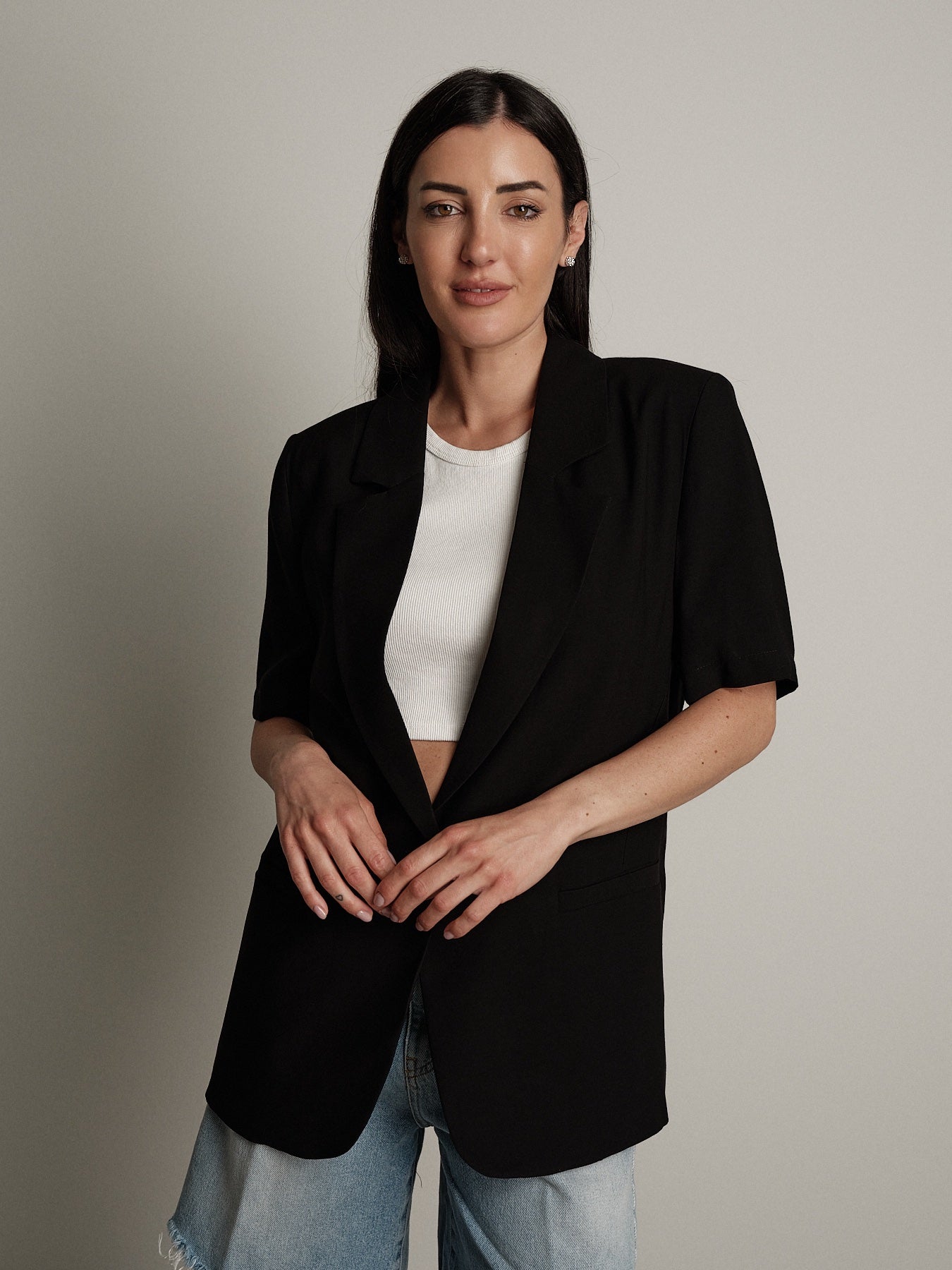 Giacca m/m lino viscosa nera