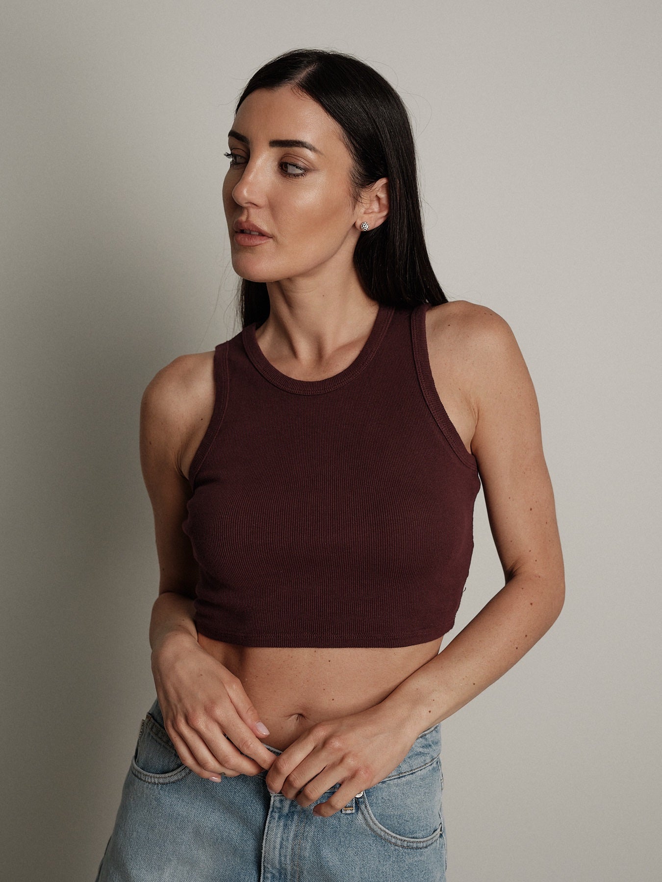 Top scollo americana crop (colori all'interno) PREORDINE NERO E BIANCO 16/06