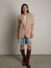 Giacca m/m lino viscosa beige