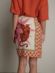 Gonna stampa "virale" panna/arancio
