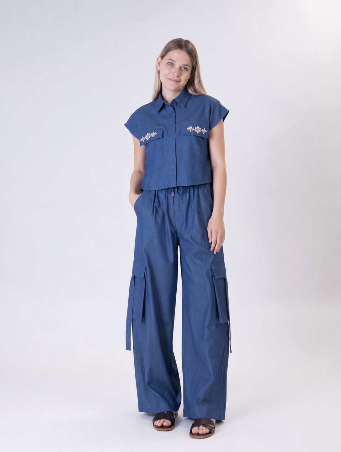 Camicia chambray cabochon