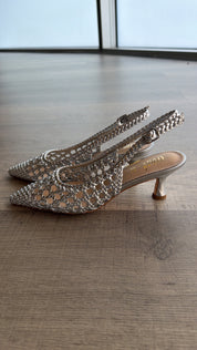 Slingback intrecciata argento
