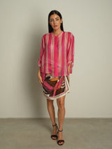 Camicia riga abbinata tucano fucsia - Fucsia