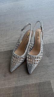 Slingback intrecciata argento