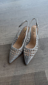Slingback intrecciata argento