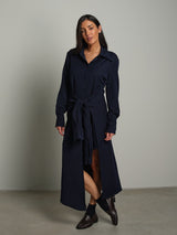 Abito maniche camicia lungo - Blu notte