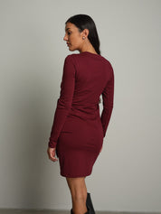 Abito fiocco in vita Bordeaux Haveone AXT-R095;Abito fiocco in vita Bordeaux Haveone AXT-R095 — foto 2;Abito fiocco in vita Bordeaux Haveone AXT-R095 — foto 3;Abito fiocco in vita Bordeaux Haveone AXT-R095 — foto 4;Abito fiocco in vita Bordeaux Haveone AXT-R095 — foto 5