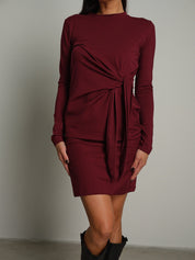 Abito fiocco in vita Bordeaux Haveone AXT-R095;Abito fiocco in vita Bordeaux Haveone AXT-R095 — foto 2;Abito fiocco in vita Bordeaux Haveone AXT-R095 — foto 3;Abito fiocco in vita Bordeaux Haveone AXT-R095 — foto 4;Abito fiocco in vita Bordeaux Haveone AXT-R095 — foto 5