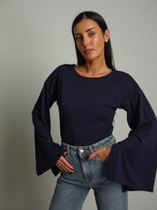 Body manica campana spacco Blu Haveone BMA-R018;Body manica campana spacco Blu Haveone BMA-R018 — foto 2