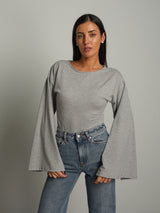 Body manica campana spacco - Grigio perla