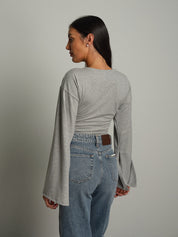 Body manica campana spacco Grigio-perla Haveone BMA-R018;Body manica campana spacco Grigio-perla Haveone BMA-R018 — foto 2;Body manica campana spacco Grigio-perla Haveone BMA-R018 — foto 3