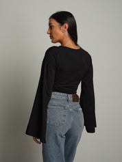 Body manica campana spacco Nero Haveone BMA-R018;Body manica campana spacco Nero Haveone BMA-R018 — foto 2;Body manica campana spacco Nero Haveone BMA-R018 — foto 3